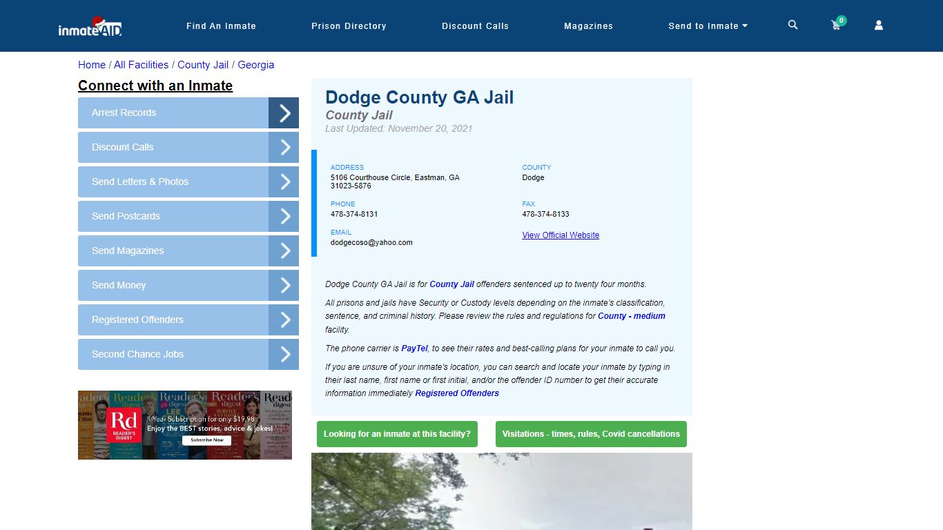 Dodge County GA Jail - Inmate Locator - Eastman, GA
